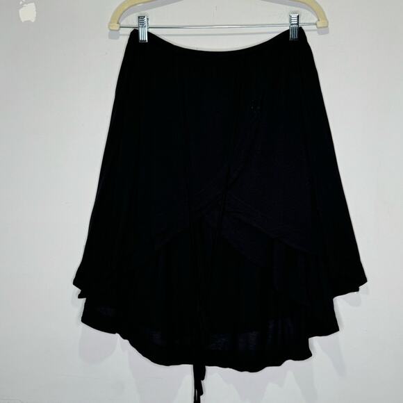 🍁 Diesel Women's Low High Fit and Flare Knee Length Skirt Asymmetrical Hem Black - Picture 4 of 15